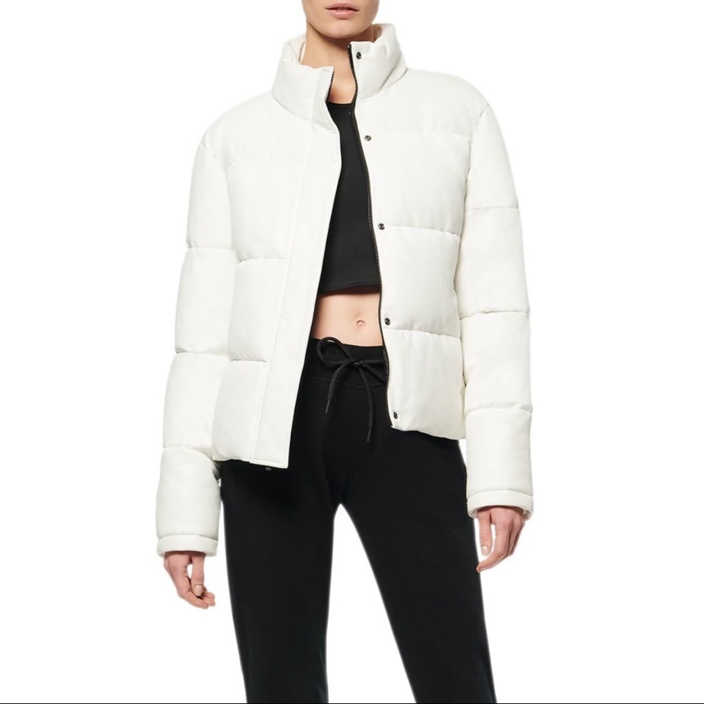 Andrew M ALEX FAUX LEATHER SUPER PUFFER JACKET MN9